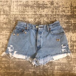 Levis 550 High Waist Shorts Blue Vintage Studs 6S